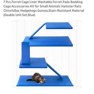 Blue Washable Ferret Cage Liner Set